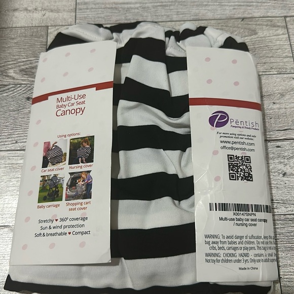 Baby car seat canopy black and white stripes new in package - Picture 1 of 3